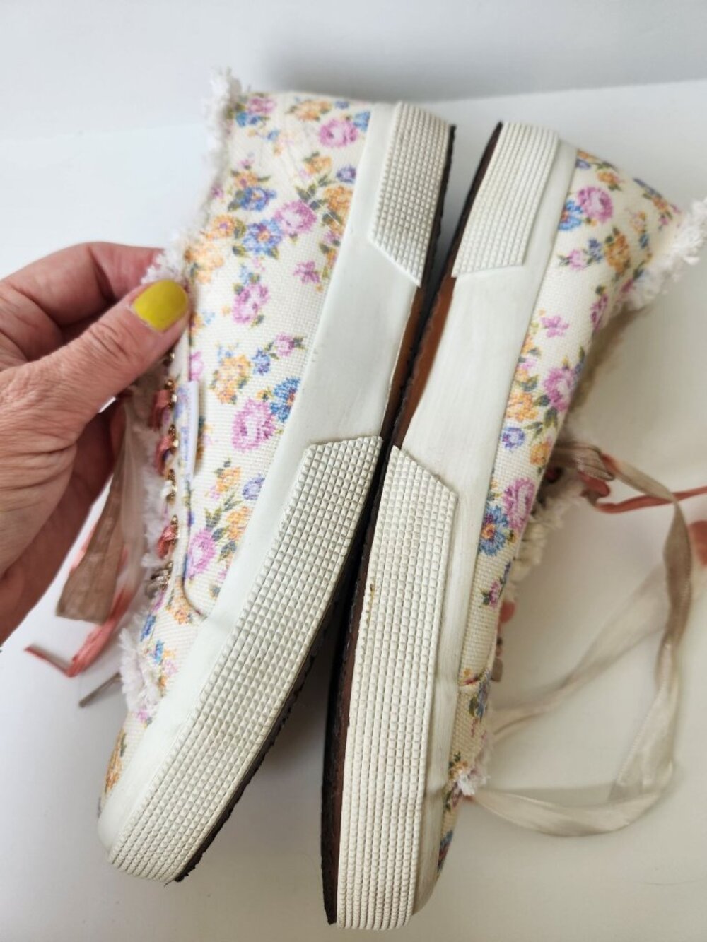 Superga x LoveShackFancy 2750 Flower Fringe Sneakers Coquette Romantic Whimsical - Picture 6 of 16